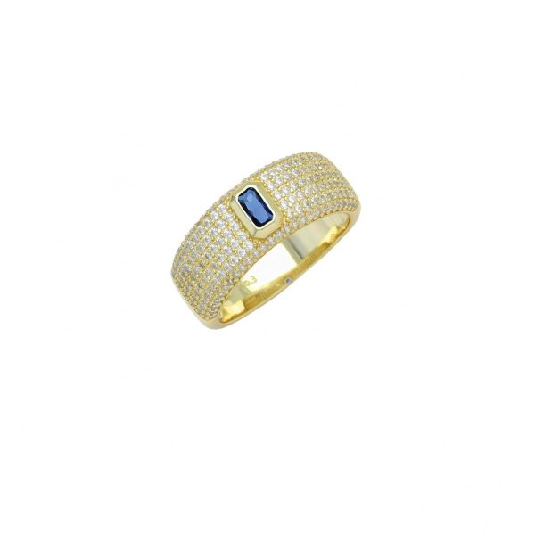 Δαχτυλίδι Από Επιχρυσωμένο Ασήμι 925 Με Μπλε Ζιργκόν