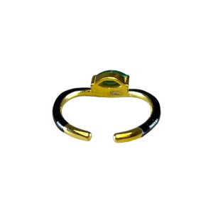 Δαχτυλίδι Μαύρο Σμάλτο Από Επιχρυσωμένο Ασήμι 925