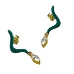 Earrings With Green Enamel