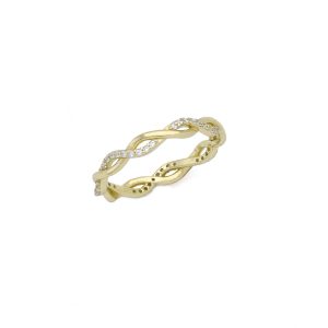 Gold Chain Ring With White CZ