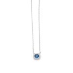 Rhodium Necklace With Blue CZ