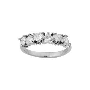 Δαχτυλίδι Από Επιροδιωμένο Ατσάλι Με Καρδιές Κρύσταλλα 125239 Sweetheart Ring Multi Steel