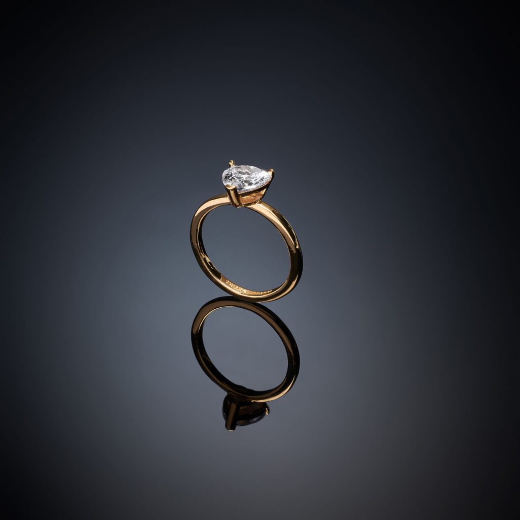 Gold Single Stone Ring With Heart