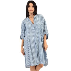 Kaftan In Shades Of Blue With Stripes