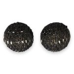 Round Earrings With Black Crystals
