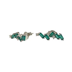 Σκουλαρίκια Καρφωτά Με Πράσινο Ζιργκόν Από Επιροδιωμένο Ασήμι 925