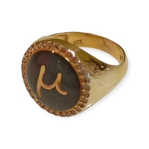 Δαχτυλίδι Με Γκρι Σμάλτο Από Επιχρυσωμένο Ασήμι 925 Και Ζιργκόν