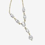 A4652-07DT Purpose gold-plated long necklace with white crystal in marquise shape Victoria Cruz
