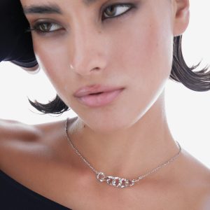 A4630-HG Essence sterling silver short necklace in circle shape Victoria Cruz