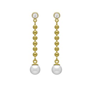 A4529-07DT MOTHER gold-plated long earrings with white in pearl shape Victoria Cruz