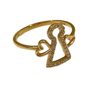 Gold Ring With Angel And White Cz