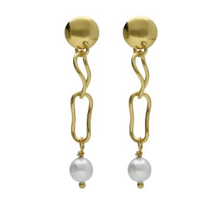 A4648-DT Connect gold-plated long earrings with pearl Victoria Cruz