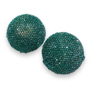 Round Green Statement Earrings