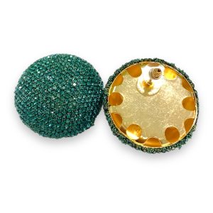 Round Green Statement Earrings