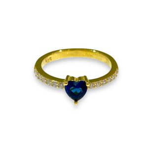 Gold Plated Ring Wiht Blue Heart