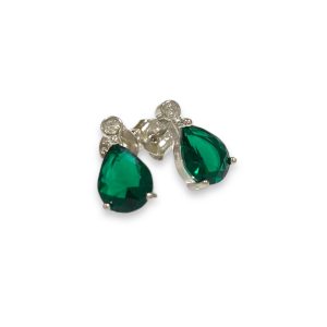 Stud Earrings With Green Cz