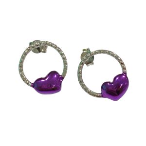 Heart Earrings In Purple Enamel