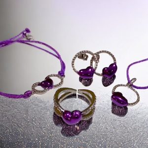 Heart Earrings In Purple Enamel