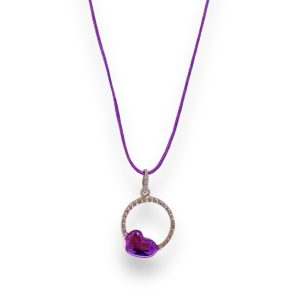 Heart Necklace In Purple Enamel