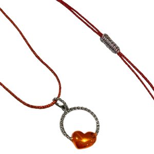 Heart Necklace In Orange Enamel