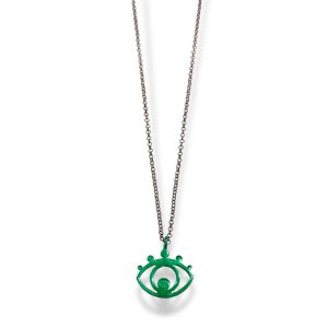 Evil Eye Necklace In Green Enamel