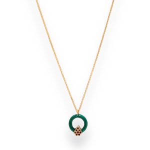 Necklace With Green Enamel And Drop