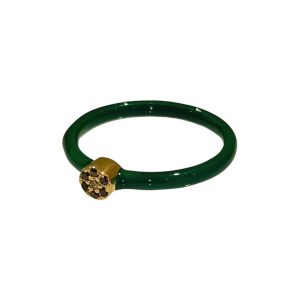 Evil Eye Ring In Green Enamel With CZ Stones