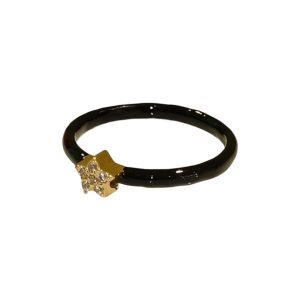 Δαχτυλίδι Αστεράκι Με Μαύρο Σμάλτο Και Ζιργκόν Από Επιχρυσωμένο Ασήμι 925
