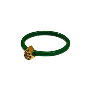 Δαχτυλίδι Δάκρυ Με Πράσινο Σμάλτο Και Ζιργκόν Από Επιχρυσωμένο Ασήμι 925