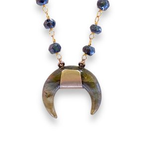 Handmade Horn Necklace With Semi Precious Stones