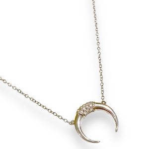 Rhodium Plated Necklace With Horn
