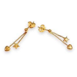 Σκουλαρίκια Με Αστέρια Και Καρδιές Από Επιχρυσωμένο Ασήμι 925