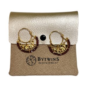Gold plated hoops with semiprecious stones