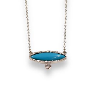 Rhodium Plated Necklace With Turqoise