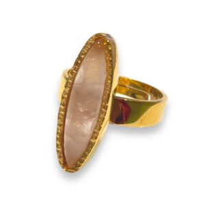 Gold Plated Ring With Pink Agate