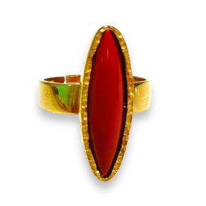 Gold Plated Ring With Coral
