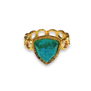 Gold Plated Ring With Malachite