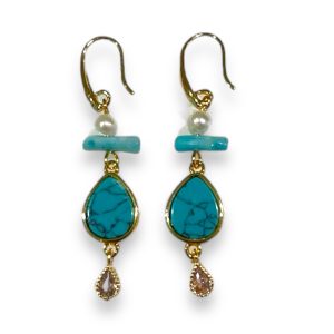 Gold Plated Earrings With Turquoise Stones, Discover Our Beautiful Collection And Enjoy Your Online Shopping.