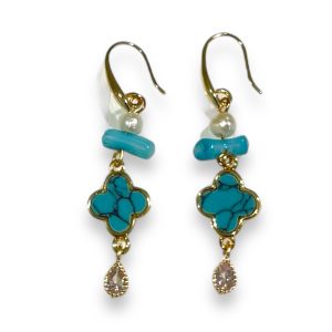 Gold Plated Earrings With Turquoise Stones