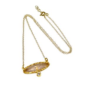 Gold Plated Necklace With Pink Agate