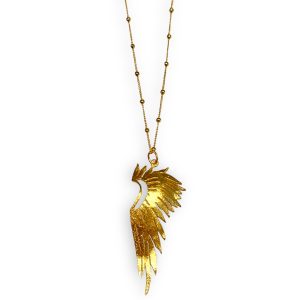 Gold Plated Long Necklace With Angel Wings