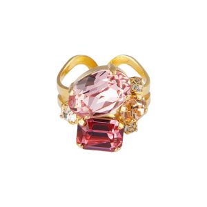 Δαχτυλίδι Από Επιχρυσωμένο Ορείχαλκο Με Ροζ Κρύσταλλα Caroline Svedbom