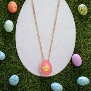 Pink Gold Plated Egg Necklace