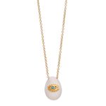 Gold Plated Egg Necklace With Evil Eye And Turquoise Zircon
