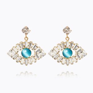 Greek Eye Statement Earrings / Crystal + Aquamarine Caroline Svedbom